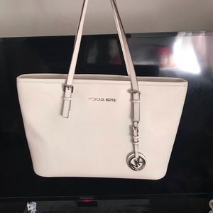 Michael Kors white tote bag